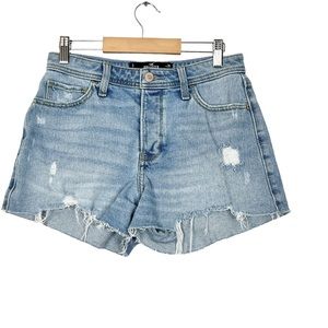 Hollister High Rise Distressed Mom Jean Shorts